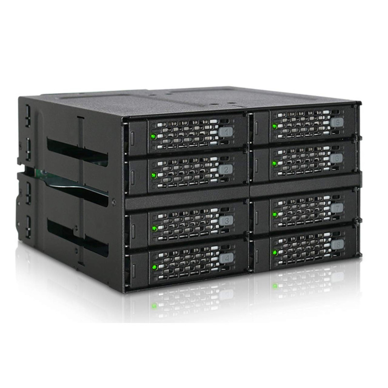 Icy Dock Backplane Cage, boîtier de Rack entièrement métallique pour 8 x SSD Or HDD 2,5” SATA/SAS dans 2 Baies de 5.25” avec con Icy Dock Backplane Cage, boîtier de Rack entièrement métallique pour 8 x SSD Or HDD 2,5” SATA/SAS dans 2 Baies de 5.25” avec con