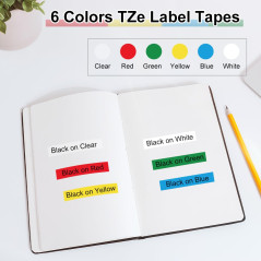 Labelwell 6x Ruban pour Brother TZe-231 TZe-131 TZe-431 TZe-531 TZe-631 TZe-731 12mm 0.47 TZ Etiqueteuse Cassette Recharge pour