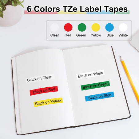 Labelwell 6x Ruban pour Brother TZe-231 TZe-131 TZe-431 TZe-531 TZe-631 TZe-731 12mm 0.47 TZ Etiqueteuse Cassette Recharge pour