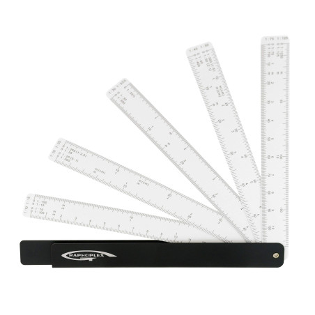 GRAPHOPLEX Regle 15 cm Réduction en Éventail - 10 Échelles de Conversion - Réglets Souples et Graduations Précises - Materiel Me
