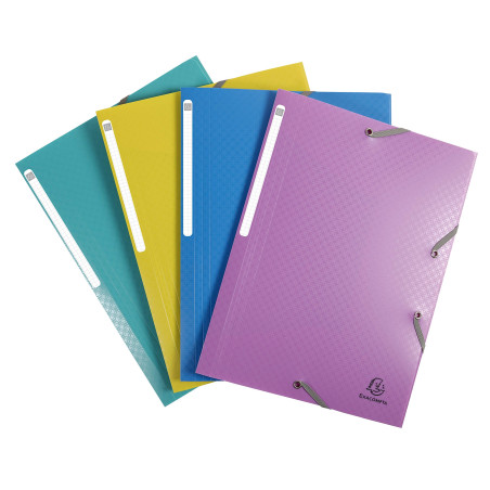 Exacompta - Réf 55190E - Paquet de 4 chemises à élastiques Forever Young - pochettes 3 rabats - en polypropylène recyclé -dimens