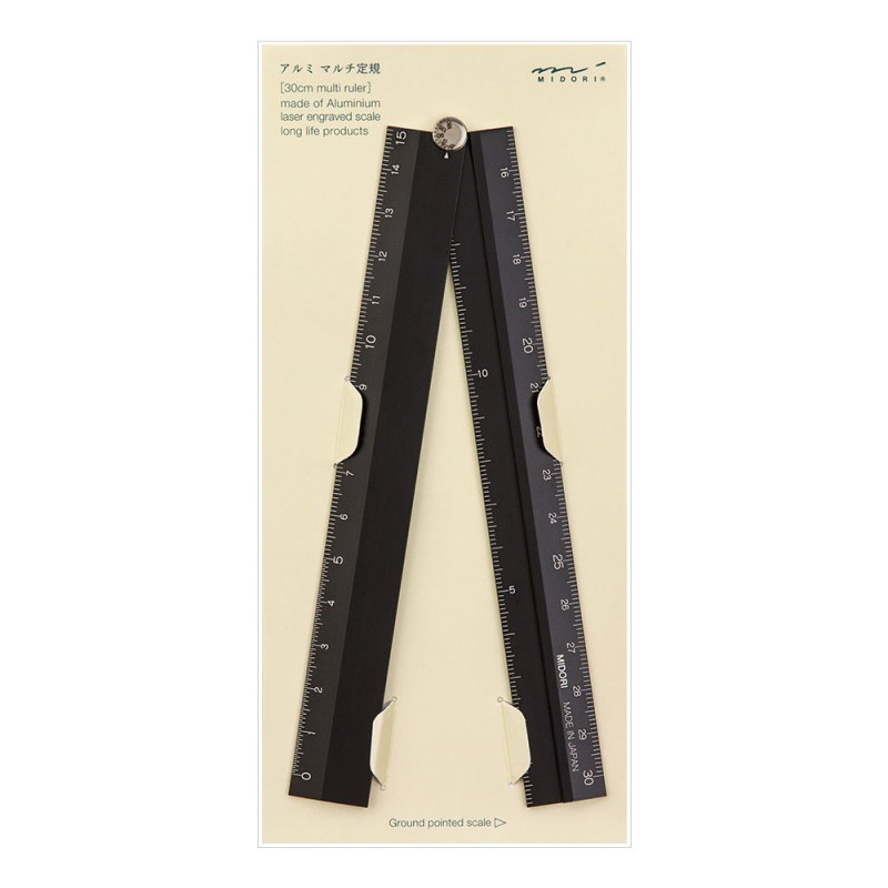 Multi règle Midori de 30 cm en aluminium Noir