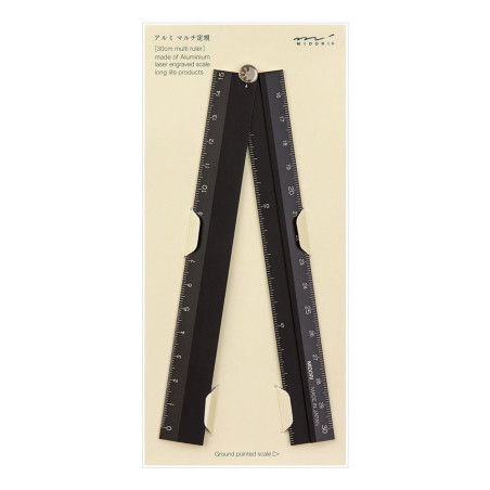 Multi règle Midori de 30 cm en aluminium Noir