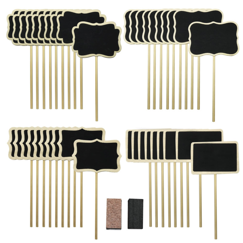 Woohome 40 Pcs Mini Tableau Bois Message, Formes Miniatures pour Signes de Bord de Message, Restaurants, Mariages