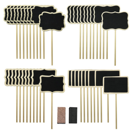 Woohome 40 Pcs Mini Tableau Bois Message, Formes Miniatures pour Signes de Bord de Message, Restaurants, Mariages