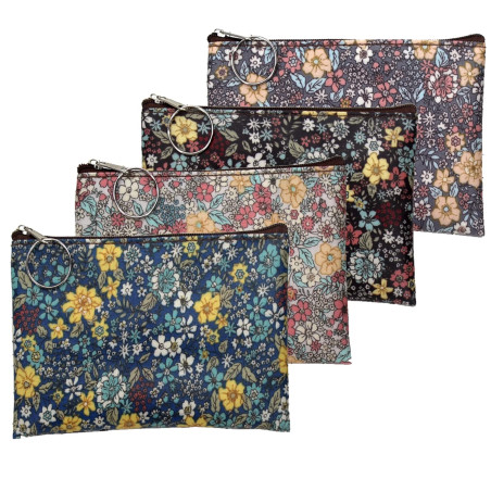 4 pièces Multi-Fonctionnelle Pochette De Toile, Poche Crayon de Toile, Conception d'impression Vintage Fleur Floral Pen Holder,