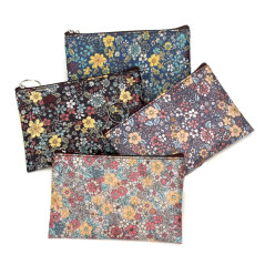 4 pièces Multi-Fonctionnelle Pochette De Toile, Poche Crayon de Toile, Conception d'impression Vintage Fleur Floral Pen Holder,
