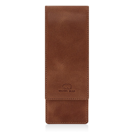 Brown Bear Étui en cuir pour 3 stylos, 013 marron vintage avec fermeture magnétique, Lederetui für 3 Schreibgeräte, Étui pour 3
