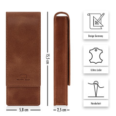Brown Bear Étui en cuir pour 3 stylos, 013 marron vintage avec fermeture magnétique, Lederetui für 3 Schreibgeräte, Étui pour 3 