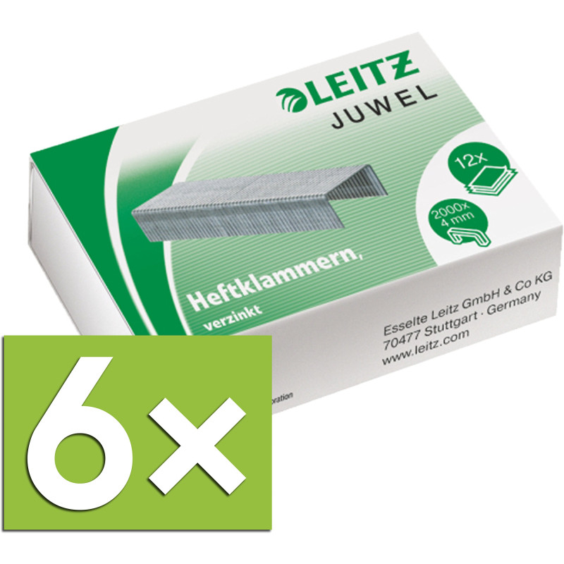 Esselte Leitz Juwel Agrafes galvanisées 2000 agrafes par boîte 6 Packungen (4 mm) Esselte Leitz Juwel Agrafes galvanisées 2000 agrafes par boîte 6 Packungen (4 mm)