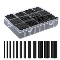 VMUTGA 900 Pièces Gaines Thermorétractables, 12 Tailles Tube Thermorétractable Noir Ratio 2:1 Manchon Thermoretractable Kit de T
