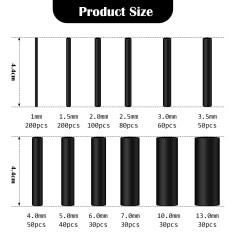 VMUTGA 900 Pièces Gaines Thermorétractables, 12 Tailles Tube Thermorétractable Noir Ratio 2:1 Manchon Thermoretractable Kit de T