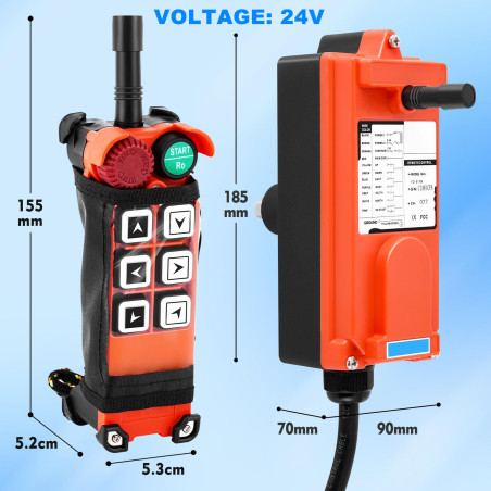 MXBAOHENG F21-E1 Grue de Contrôle sans Fil Industrielle 24V AC/DC Télécommande sans Fil pour palan Industrielle/paranco/Grue ave