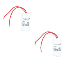 DollaTek 2Pcs CBB60 AC 450V 6UF Condensateur de Fonctionnement du Moteur de Cylindre conducteur 2 Fils
