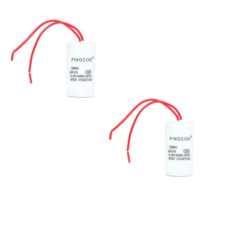 DollaTek 2Pcs CBB60 AC 450V 6UF Condensateur de Fonctionnement du Moteur de Cylindre conducteur 2 Fils DollaTek 2Pcs CBB60 AC 450V 6UF Condensateur de Fonctionnement du Moteur de Cylindre conducteur 2 Fils