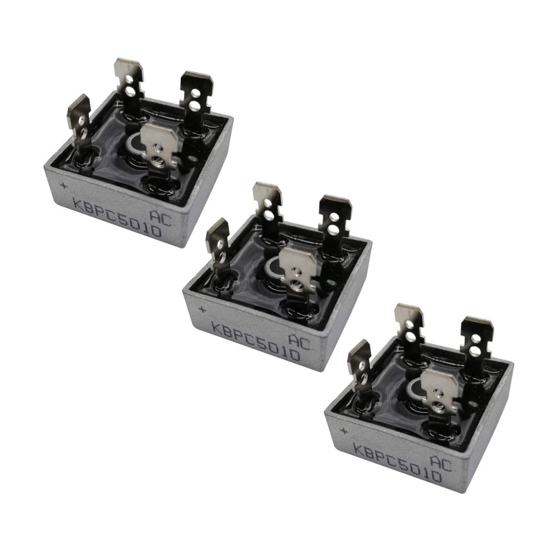 HUABAN 3PCS KBPC5010 Diode de redresseur de pont en silicium 50A 1000V KBPC Onde pleine monophasée 50 Amp 1000 Volt HUABAN 3PCS KBPC5010 Diode de redresseur de pont en silicium 50A 1000V KBPC Onde pleine monophasée 50 Amp 1000 Volt