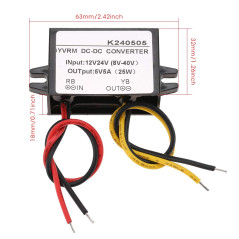 Convertisseur de Puissance DC-DC 12V/24V à 5V 5A, Module d'alimentation 8-40V pour Écran LED de Voiture et Appareils Électroniqu