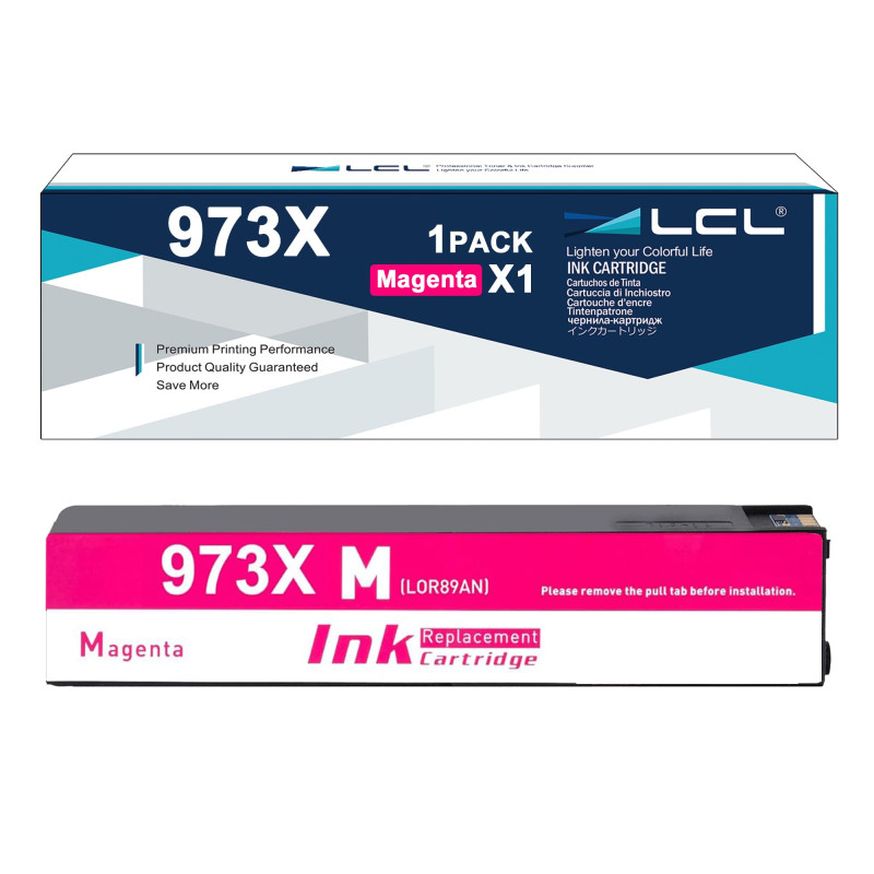 LCL Cartouche d'encre Compatible 973 973X F6T82AE High Yield 7000 Pages(1 Magenta) Compatible pour PageWide Pro 452dn 452dw 452d