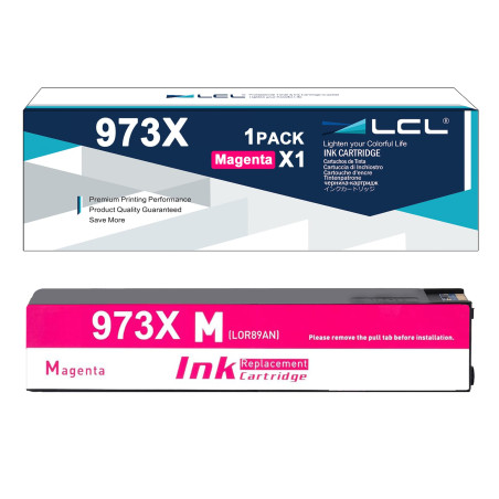 LCL Cartouche d'encre Compatible 973 973X F6T82AE High Yield 7000 Pages(1 Magenta) Compatible pour PageWide Pro 452dn 452dw 452d