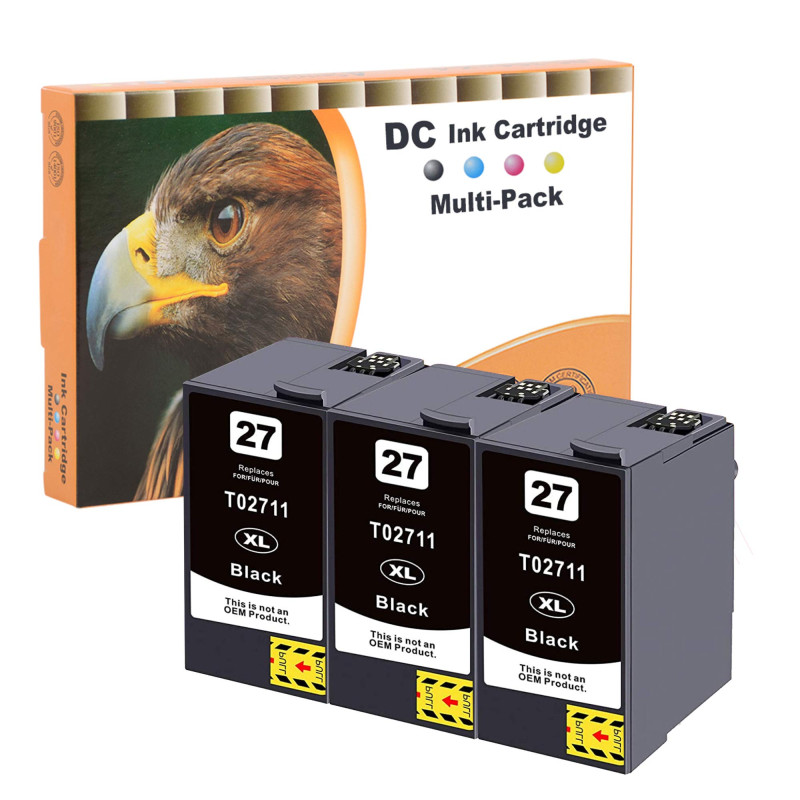 D&C 27XL Cartouches d'encre Remplacer pour Epson 27 27XL BK pour Epson Workforce WF-7210DTW WF-7710DWF WF-7720DTWF WF-3620DWF WF