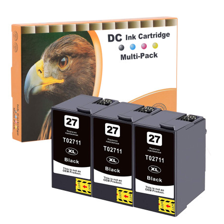 D&C 27XL Cartouches d'encre Remplacer pour Epson 27 27XL BK pour Epson Workforce WF-7210DTW WF-7710DWF WF-7720DTWF WF-3620DWF WF