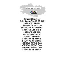 ENCRE BREIZ Toner Compatible Cyan pour Canon Image Class MF640C MF641CW MF642CDW MF643CDW MF644CDW MF645CX LBP621CW LBP622CDW LB