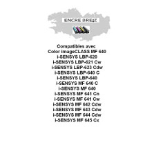 ENCRE BREIZ Toner Compatible Cyan pour Canon Image Class MF640C MF641CW MF642CDW MF643CDW MF644CDW MF645CX LBP621CW LBP622CDW LB