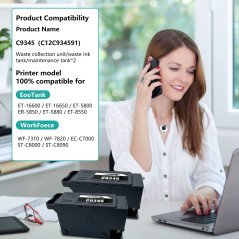 COCADEEX Boîte d'entretien d'encre remanufacturée de Rechange pour C9345 ou C12C934591, Fonctionne avec ET-5800 ET-5850 ET-5880