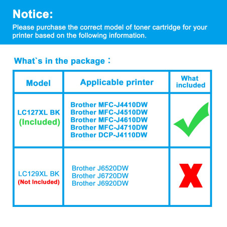 LCL Cartouche d'encre Compatible LC127 LC127XL LC127XLBK LC125XL (3 Noir) Remplacement pour Brother MFC-J4410DW/J4510DW/J4610DW