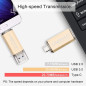 LEIZHAN Clé USB Type C 256 Go,Flash Drive USB 3.0 OTG pour Huawei Samsung Smartphone Android de Type C-Or