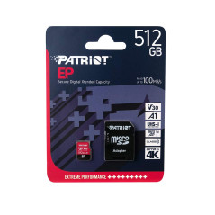 Patriot Memory Carte Mémoire MicroSDXC EP Series A1 V30 512 Go jusqu'á 90Mo/Sec PEF512GEP31MCX