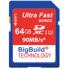 BigBuild Technology 64Go 90Mo/s Ultra Rapide Carte mémoire pour Camera de Canon EOS 800D, Classe 10 SD SDXC