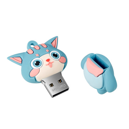 GARRULAX Clé USB 16 Go étanche en silicone USB 2.0 haute vitesse USB 2.0 avec stylo, stockage de la date, disque U (chat cyan)
