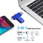 Clé USB 256 Go, 2 en 1 USB 3.0 Mémoire Stick Double Port OTG Pivotant U Disque avec Port Micro USB pour Smartphone Android, Tabl Clé USB 256 Go, 2 en 1 USB 3.0 Mémoire Stick Double Port OTG Pivotant U Disque avec Port Micro USB pour Smartphone Android, Tabl