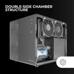 Mars Gaming MCMPRO, Boîtier Professionnel Compact Micro-ATX, Fenêtre Latérale Complète en Verre Trempé, 3X Ventilateurs 120mm, P