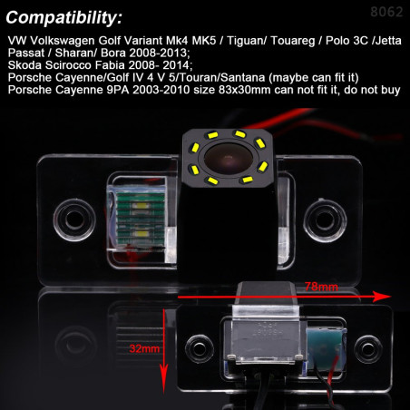 HD CCD avec 8 LED Caméra de Recul Voiture en Couleur Kit Caméra Vue arrière de Voiture Imperméable IP67 avec Large Vision Noctur