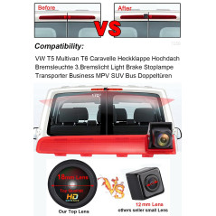 HD Auto IP68 1280pixels Haut Lampe Freinage lumière Vue arrière Caméra de recul Peut Ajuster l'angle Vision Nocturne Compatible 