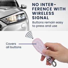 kwmobile Accessoire clé de Voiture Compatible avec Ford Keyless Go 3-Bouton - Coque en Simili Cuir pour Clef de Voiture Rose Cla