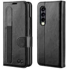 OCASE Coque Samsung Galaxy Z Fold 3 avec Porte S-Pen, Antichoc TPU Housse Samsung Z Fold3 Cuir PU Portefeuille Etui [RFID Blocag
