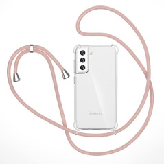 XTCASE Collier pour Samsung Galaxy S22 5G Coque, Etui avec Cordon - Tour de Cou Lanière en Corde - Transparente Silicone Housse 