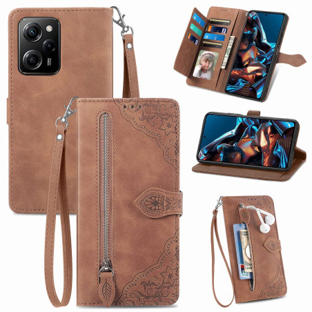 MOJIA Coque Porte Monnaie pour Xiaomi Poco X5 Pro 5G / Redmi Note 12 Pro, Etui Portefeuille en Cuir PU avec Cover en TPU, Etui M