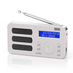 August MB225 - Radio Portable Rechargeable FM Dab RNT - Petite Radio Numérique Stéréo Portative Digitale avec Batterie Alarme Po