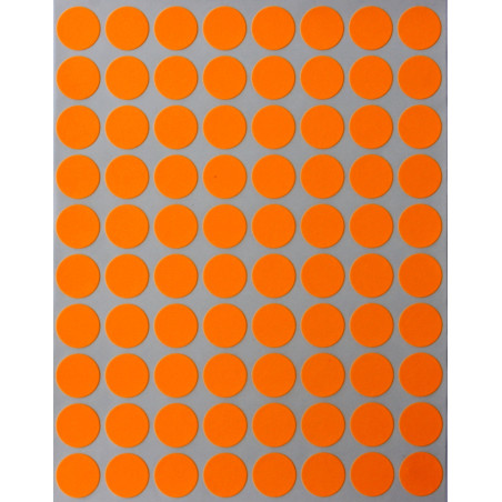Royal Green 13mm Orange Fluo Étiquettes Autocollantes Cercles Rondes Petit Point De 1.3 Cm De Diamètre Gommettes Auto-Adhésives