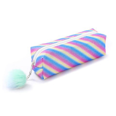 DUORUIMI Trousse à crayons arc-en-ciel avec paillettes - Grand sac à crayons pour filles - Organisateur de bureau de grande capa