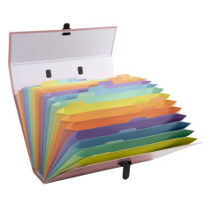 Exacompta - Réf. 56767E - 1 trieur valisette avec poignée Aquarel - soufflets renforcés multicolores - fermeture par bouton clip