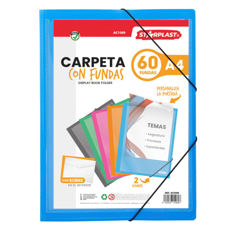 Starplast Dossiers Avec Pochettes - Classeurs en Plastique, Porte-documents, Fermeture Élastique, Format A4, pour Usage Scolaire