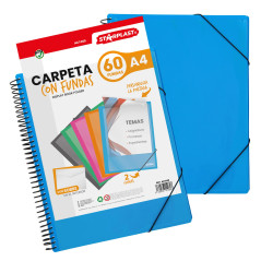 Starplast Dossiers Avec Pochettes - Classeurs en Plastique, Porte-documents, Fermeture Élastique, Format A4, pour Usage Scolaire