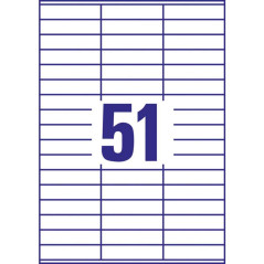 Avery 5100 Etiquettes Autocollantes Multi-usages (51 par Feuille) - 70x16,9mm - Impression Laser - Jet d'Encre - Blanc (3420)