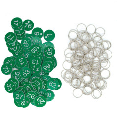 Étiquettes en plastique pour numéro d'identification (vert, 1-50)