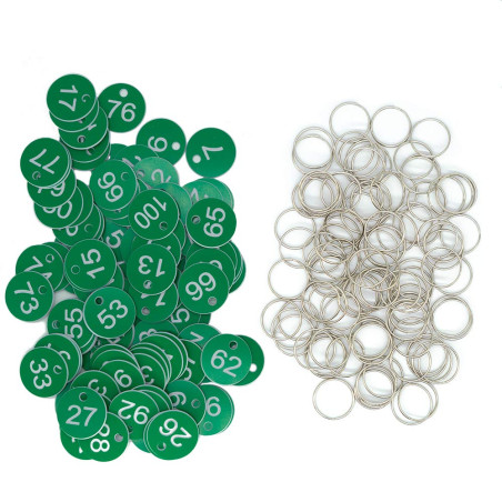 Étiquettes en plastique pour numéro d'identification (vert, 1-50)